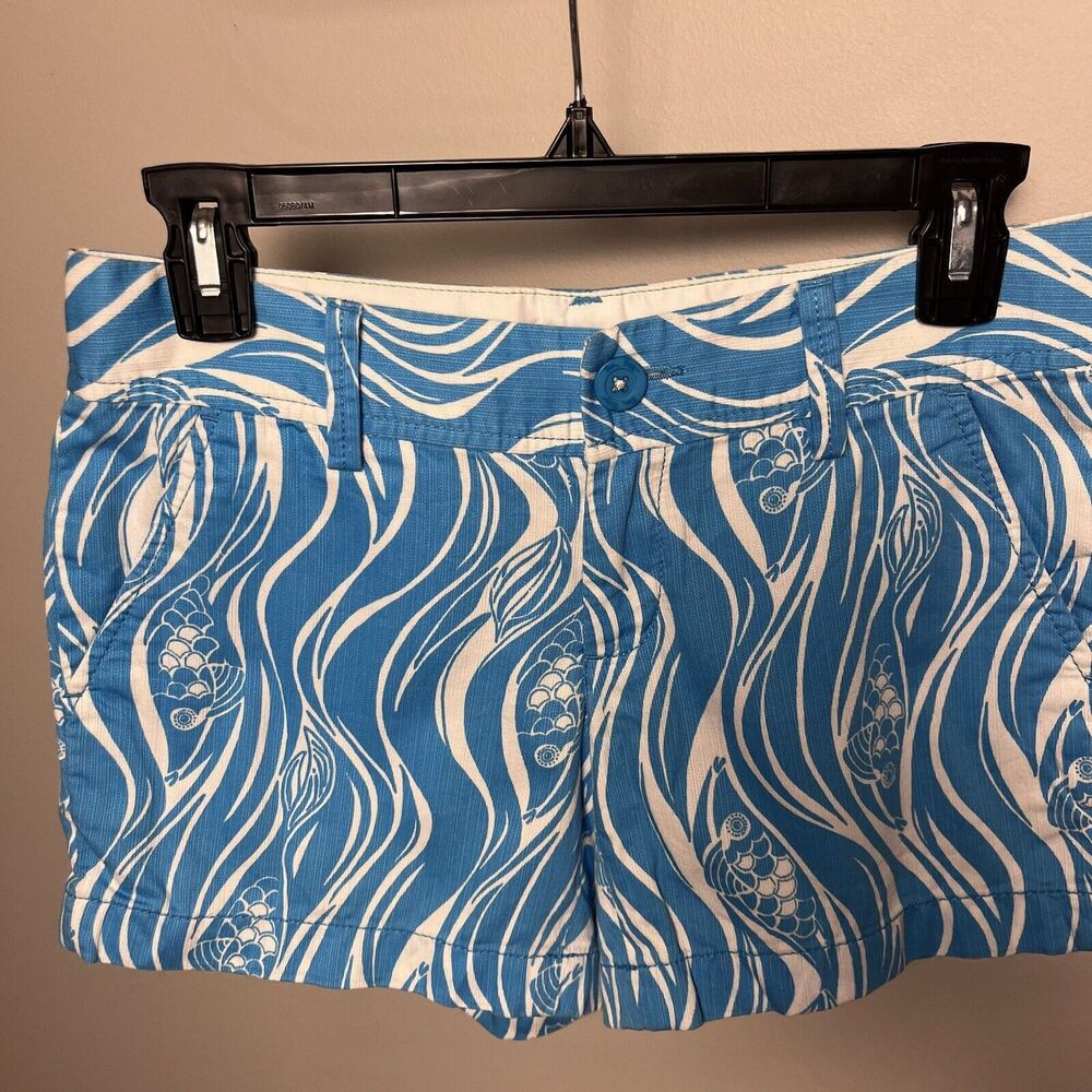 Lilly Pulitzer The Callahan Shorts Size 0 Blue Swirl Printed Chino Koi